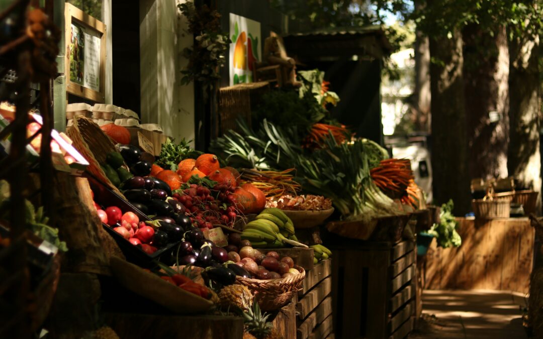 Fresh seasonal vegetables and local produce at a traditional Sicilian food market